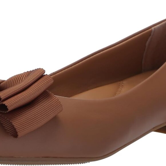 Women's Leather Ballet Flats Camel Size 8 Arch Support Pointed Toe Casual - Picture 1 of 7